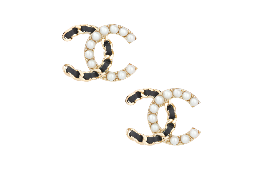 CHANEL CHANEL Stud Earrings Women's Black/White