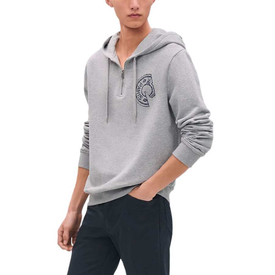 HERMES Hermès Pre Owned 2010s Half zip Embroidered Hoodie