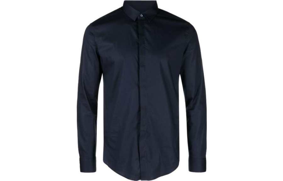 EMPORIO ARMANI Shirts Men's Blue Lapel Moderate Other
