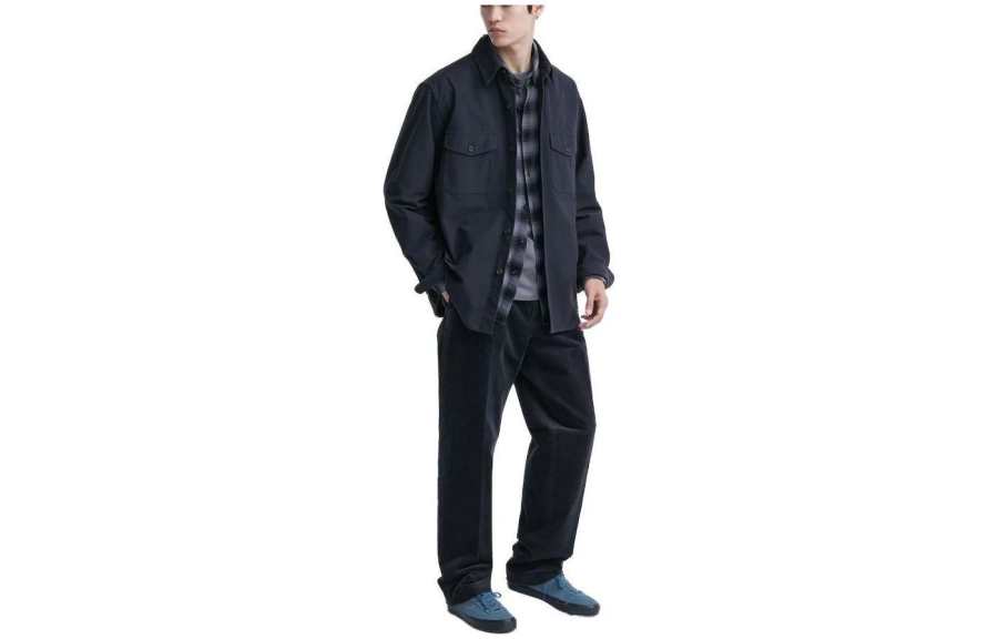 UNIQLO Shirts Men's Navy Blue Thin Other