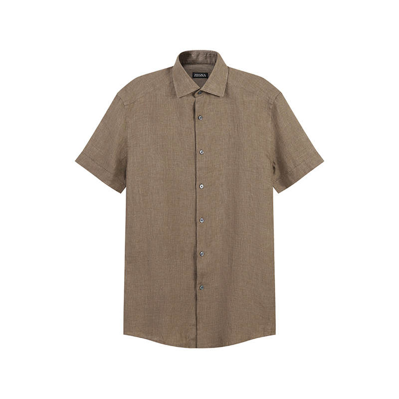 Ermenegildo Zegna Shirts Men's Taupe Pointed Collar Moderate Other