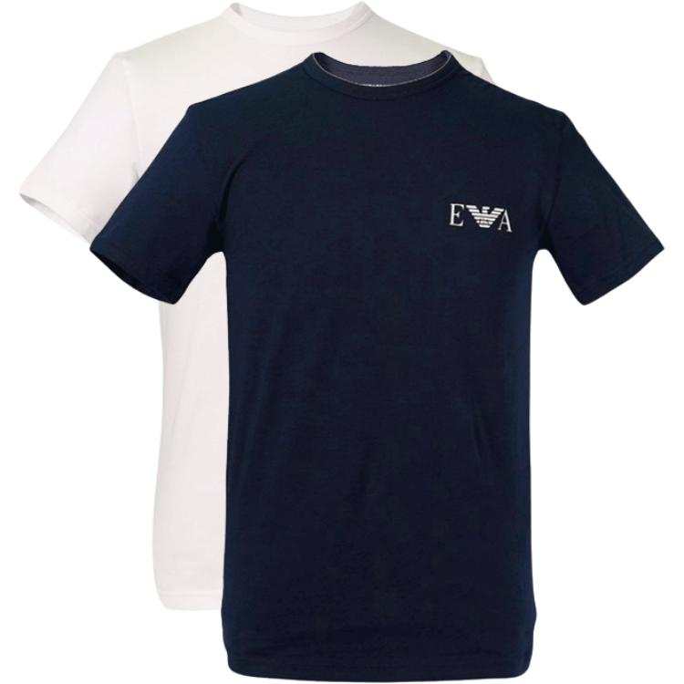 EMPORIO ARMANI Two pack Of Loungewear Fitted T shirts With A Bold Monogram Logo