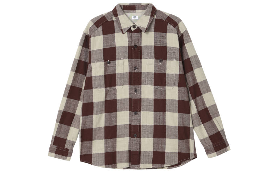 UNIQLO Shirts Unisex Dark Red Pointed Collar Moderate Other