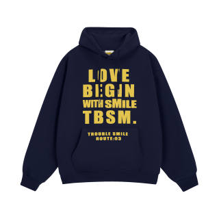 TBSM American Vintage Letter Logo Print Loose Fit Casual Thickened And Fleece Lined Thermal Pullover Hooded Sweatshirt
