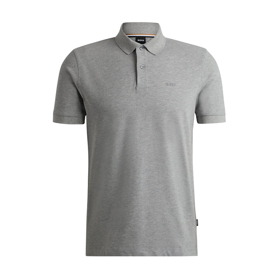 Hugo Boss logo-embroidered mélange-effect organic-cotton polo shirt