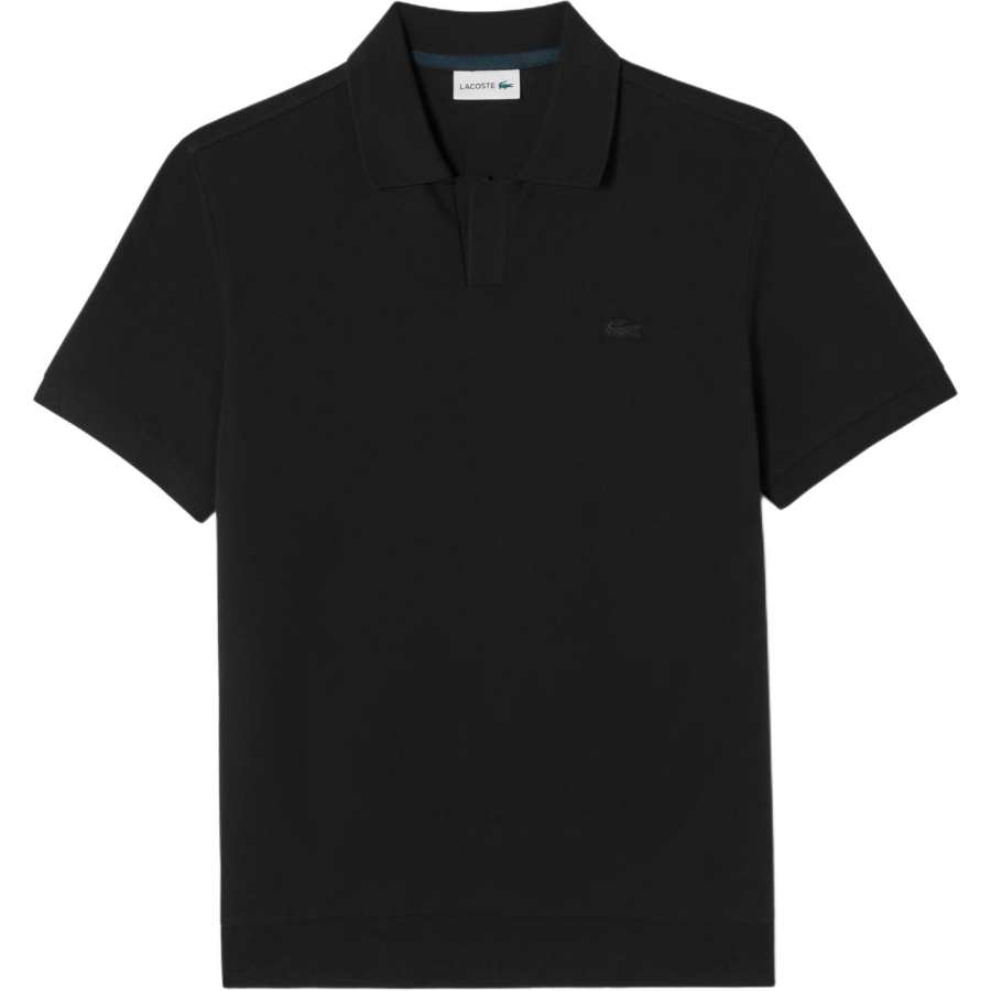 LACOSTE Polo Shirts Men's Black Polo Collar Moderate Straight Fit