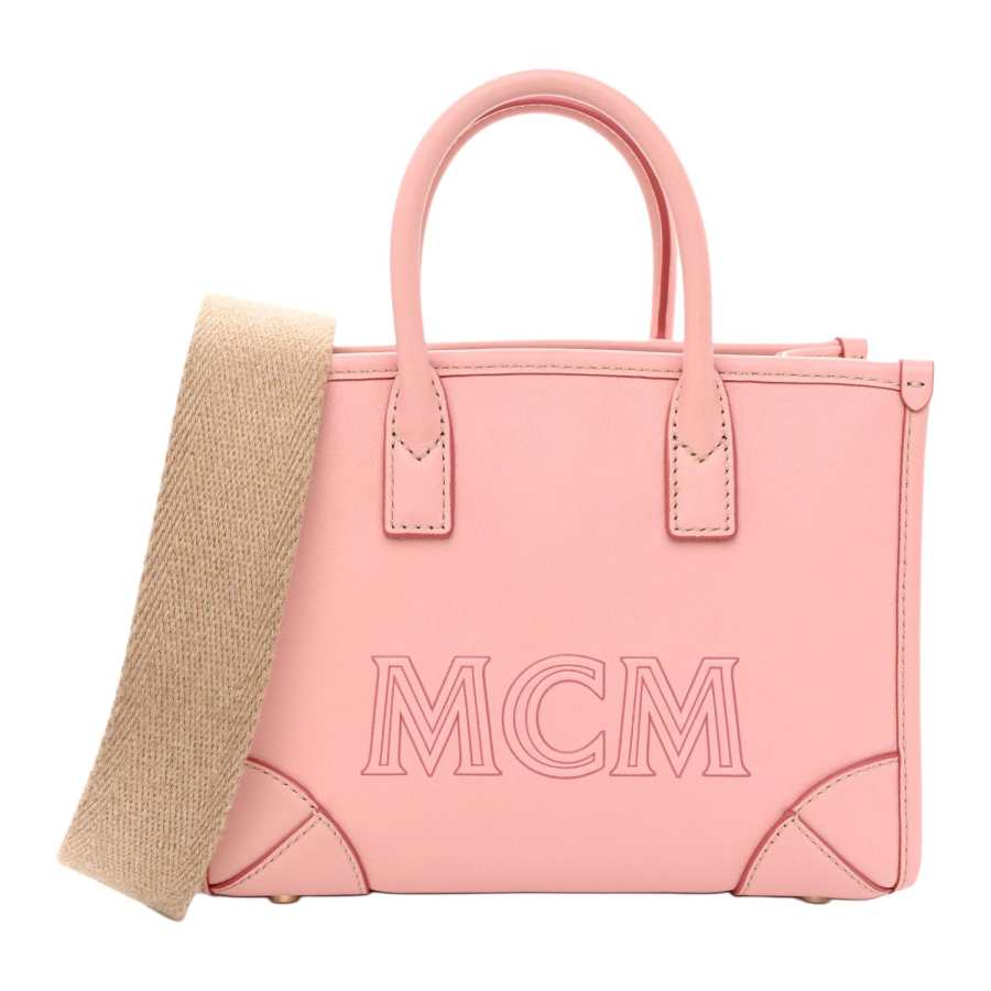 MCM Cow Leather Tote Bag, Shopping Bag, Crossbody Bag, Handbag Mini Women's Pink