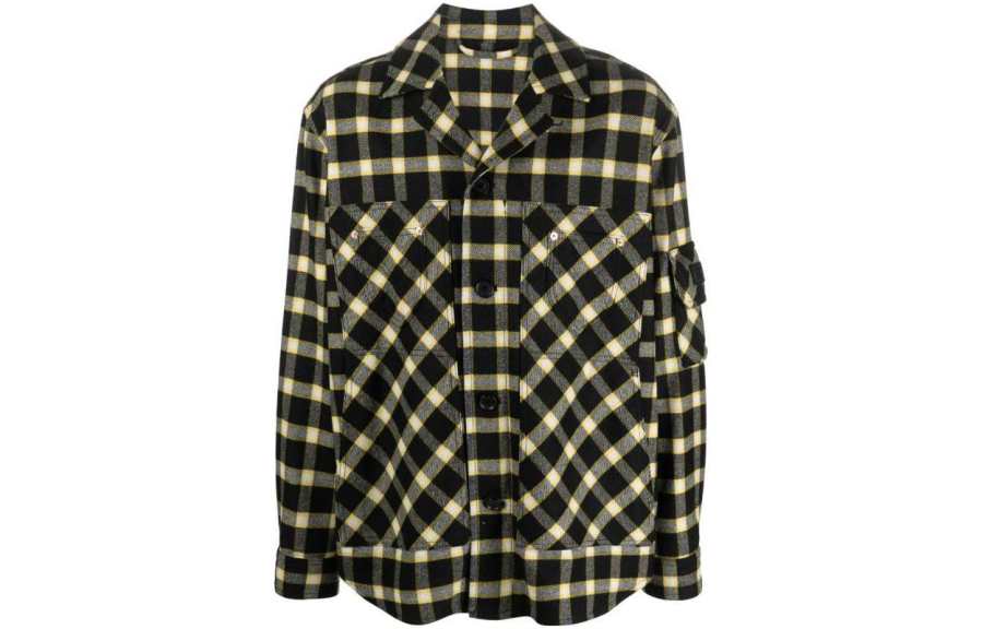 VERSACE VERSACE Long Sleeved Button Down Checked Shirt Jacket