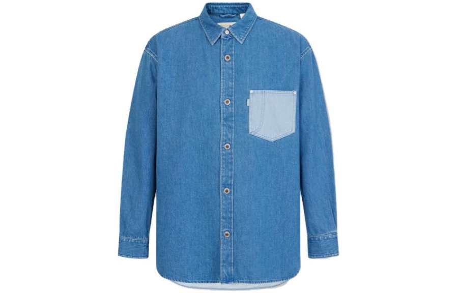 Levis Levis Shirts Men's Blue Lapel Moderate Denim