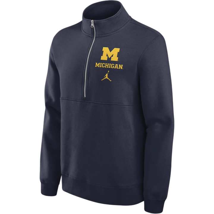 Jordan Jordan Michigan Wolverines Primetime Club Men's Jordan College 1/2 Zip Crew