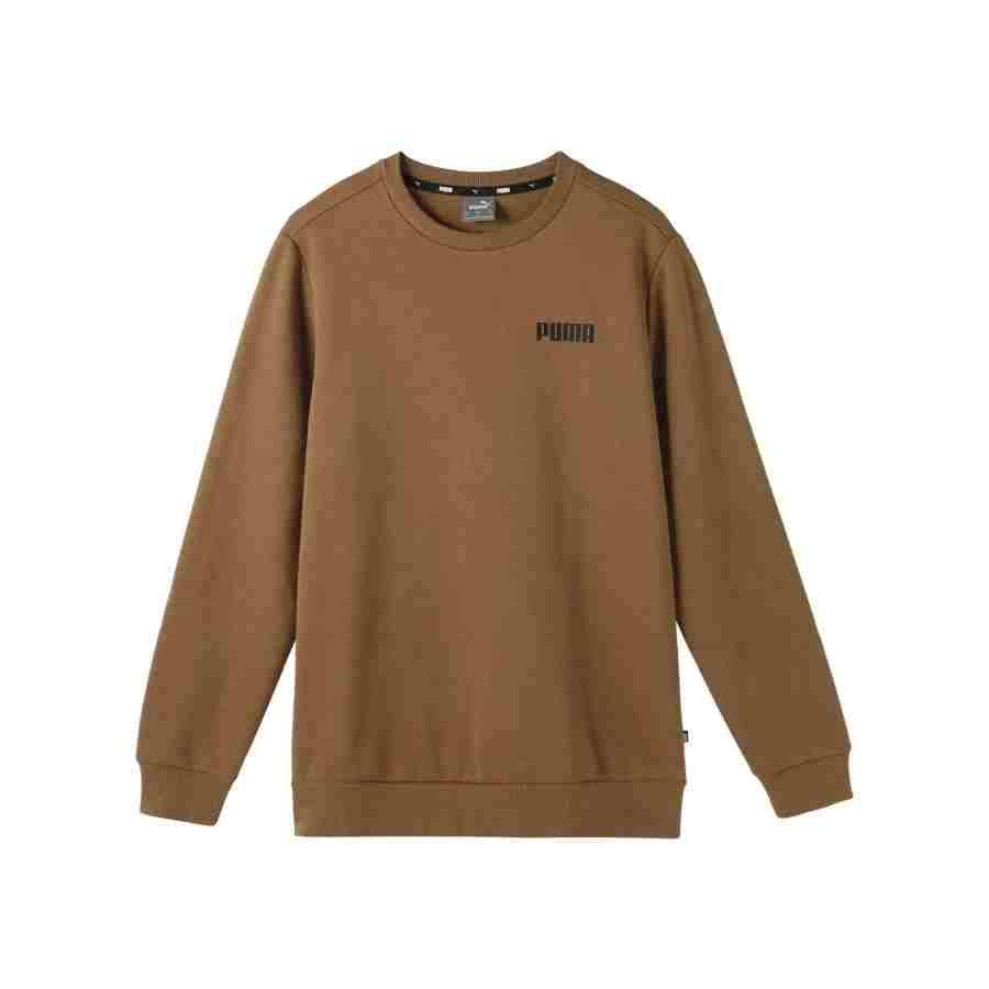 PUMA SS24 ESS CREW SWEAT FL Solid Color Casual Crew Neck Comfortable Versatile Fleece Lined Long Sleeved Sweatshirt