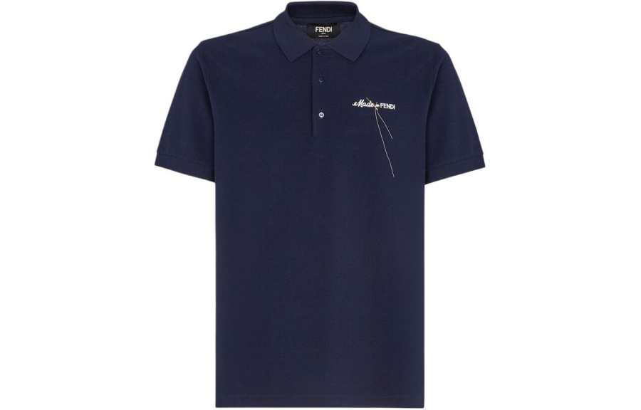 FENDI Logo Embroidered Short Sleeved Polo Shirt