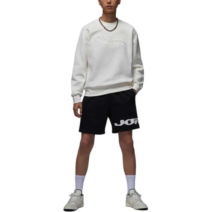 Jordan Jordan MVP Crew Neck Pullover Fleece Lined Long Sleeved Sweatshirt Men's Sail White