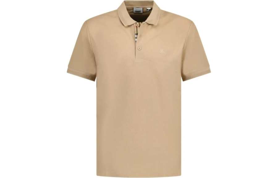 Burberry Logo Embroidery Button-Up Pullover Polo Shirt Brown
