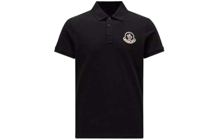 Moncler Logo Embroidered Ribbed Collar Polo Shirt