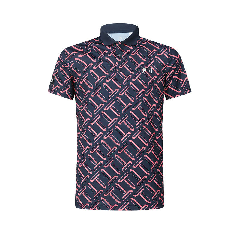 FILA Polo Shirts Men's All Over Print 2 Polo Collar Moderate Straight Fit