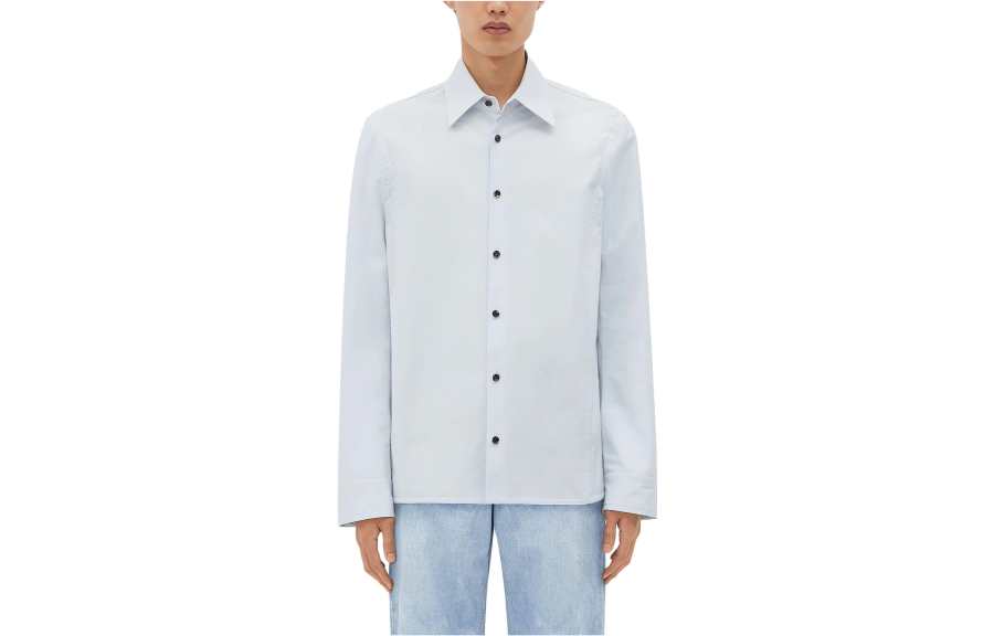 Bottega Veneta Shirts Men's Dusty Blue Lapel Moderate Other
