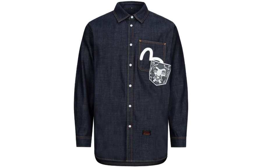 EVISU EVISU Shirts Men's Denim Blue Lapel Moderate Other