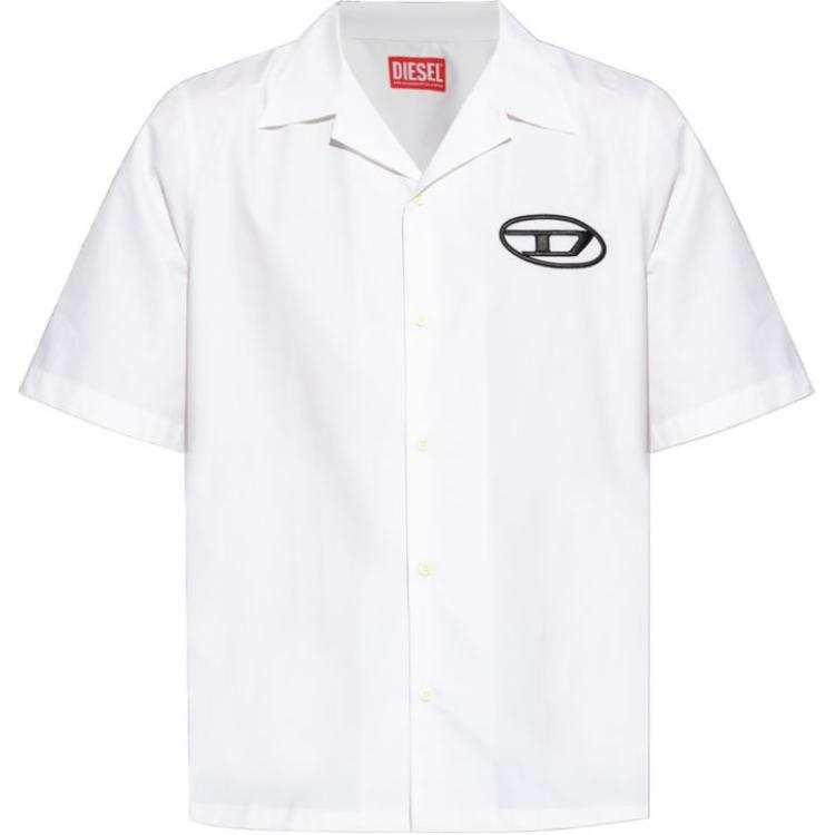 DIESEL Diesel logo embroidered bowling shirt