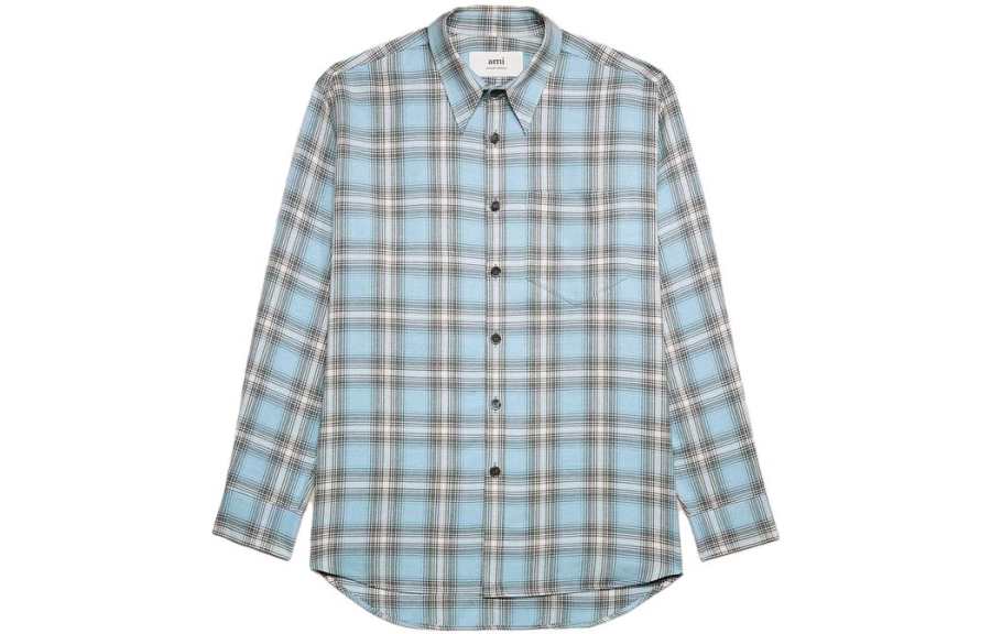 Amiparis long-sleeved checkered knitted shirt