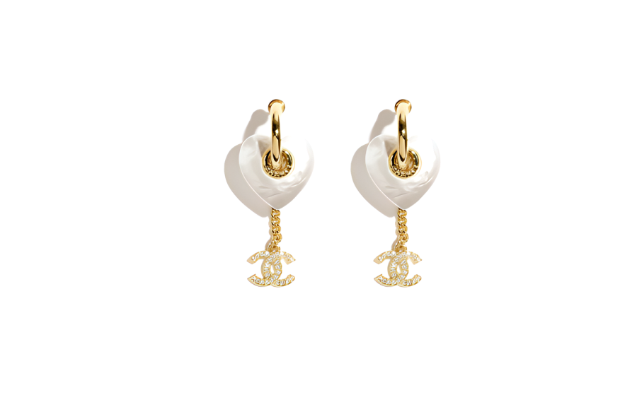 CHANEL Metal, Crystal, Resin, Rhinestone Earrings Women's Gold