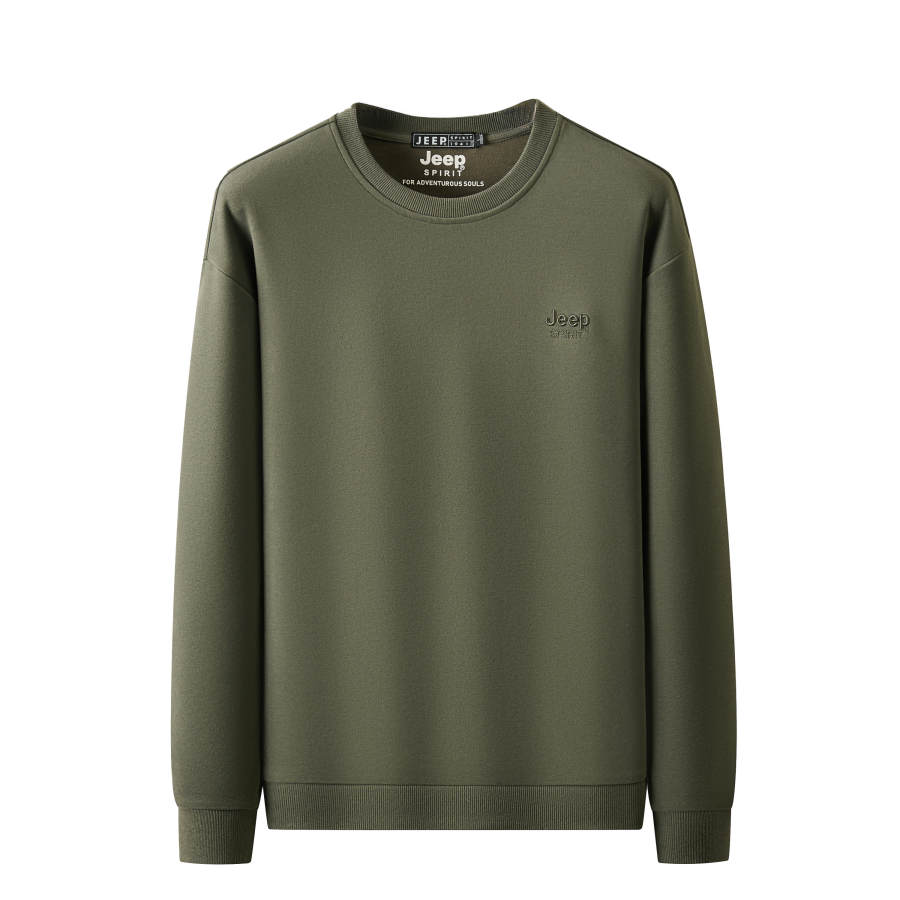 JEEP SPIRIT Sweatshirts Unisex Army Green Crew Neck Moderate