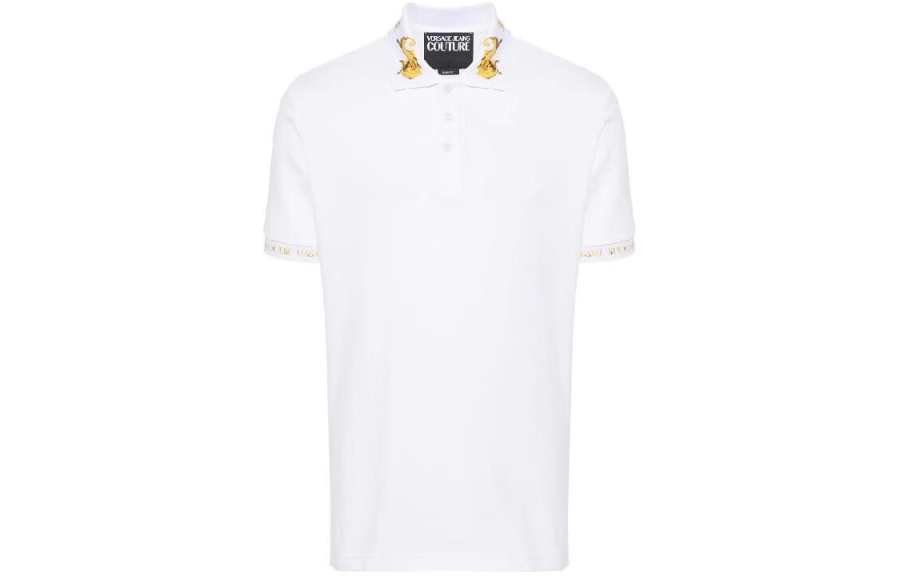 VERSACE JEANS COUTURE Barocco Trim Short Sleeved Polo Shirt