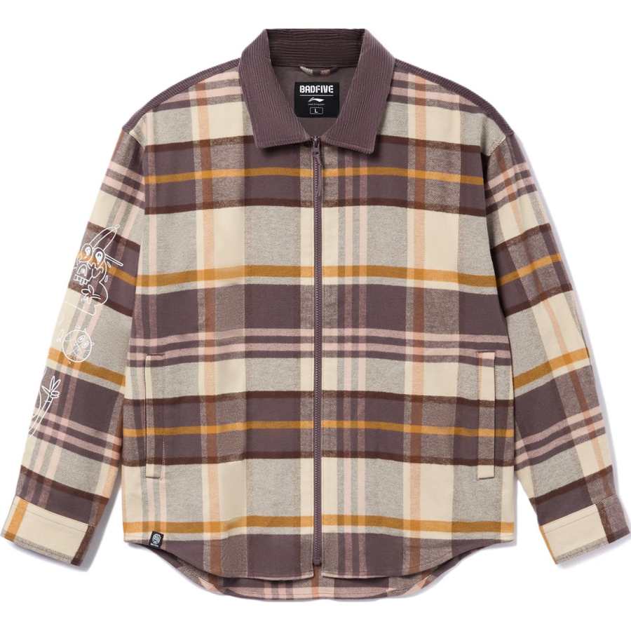Li-Ning Li Ning Shirt Men's Sparrow Umber Checkered