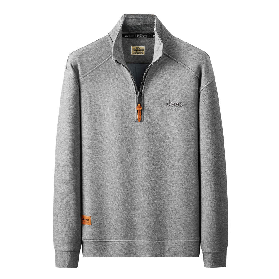 JEEP SPIRIT Sweatshirts Unisex Gray Stand Collar Thickened
