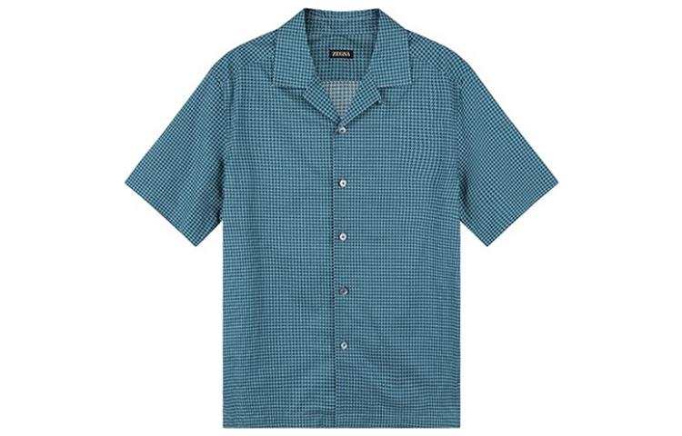 Ermenegildo Zegna Shirts Men's Turquoise Cuban Collar Moderate Other