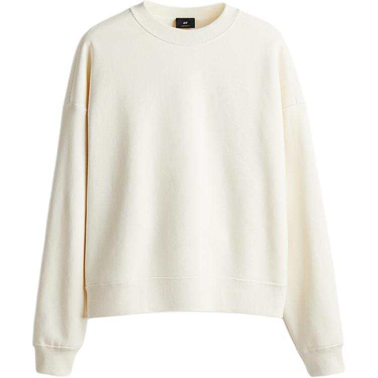 H&M H&M Sweatshirts Men's Cream Crew Neck Moderate Plus Size