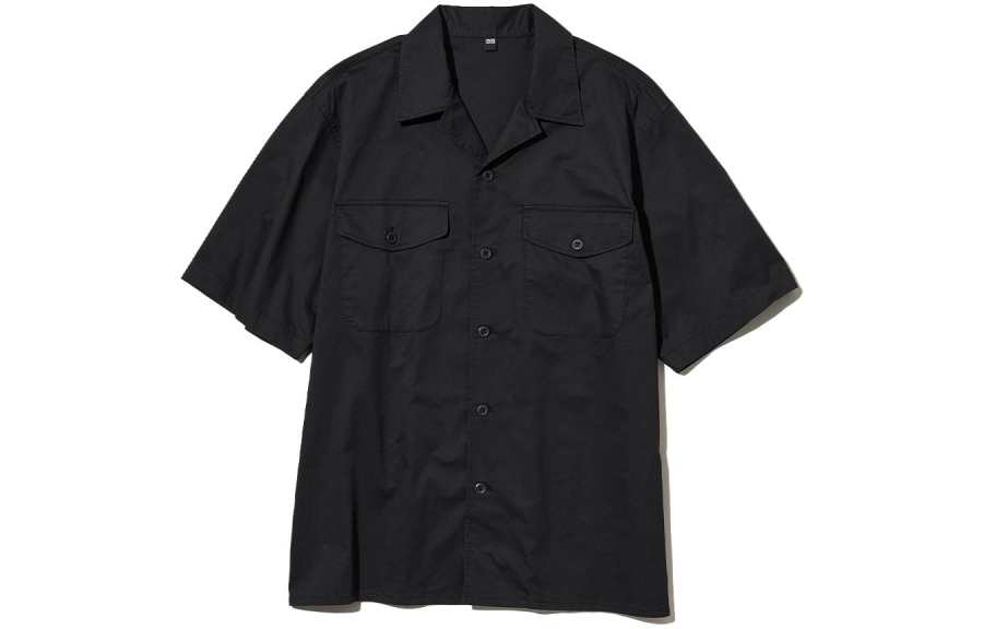 UNIQLO Shirts Men's Half Open Collar Moderate Workwear