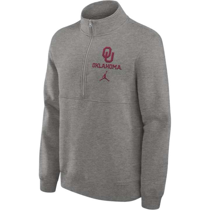 Jordan Jordan Oklahoma Sooners Primetime Club Men's Jordan College 1/2-Zip Crew