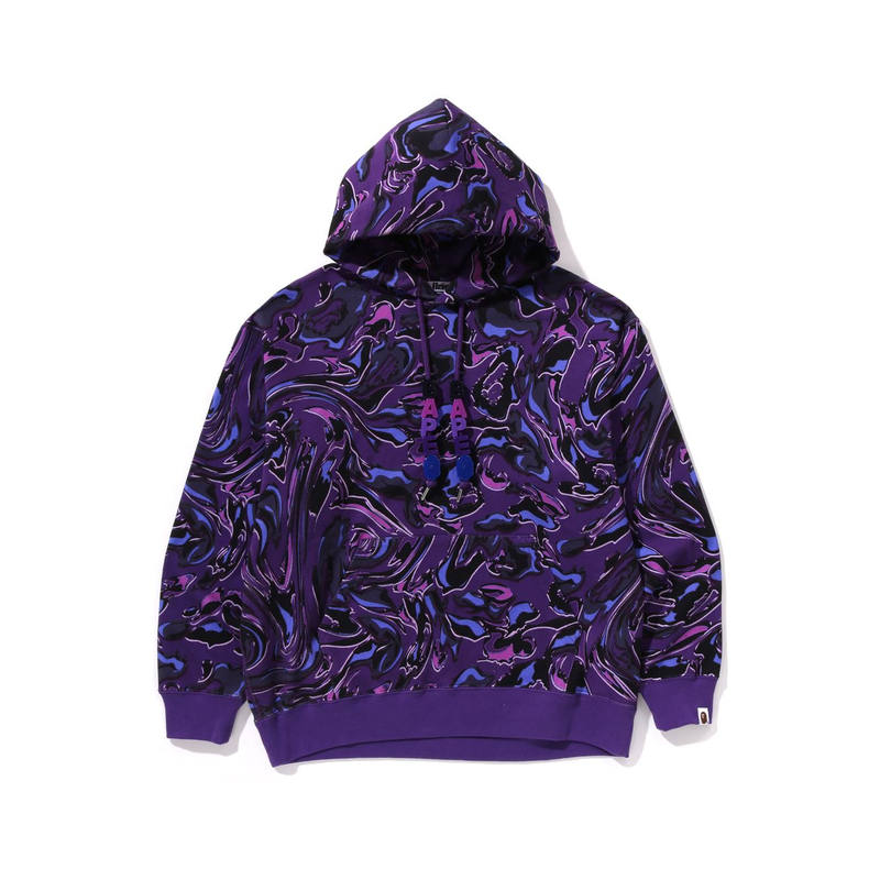 A BATHING APE Bape A BATHING APE Marbling Camo Relaxed Fit Pullover Hoodie