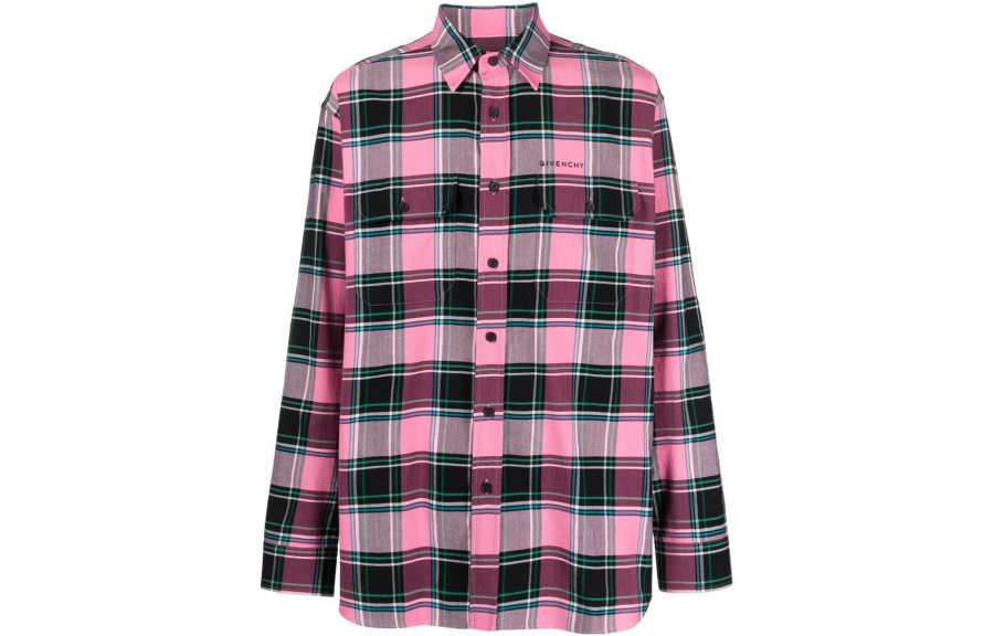 Givenchy Givenchy Logo Embroidered Checkered Shirt