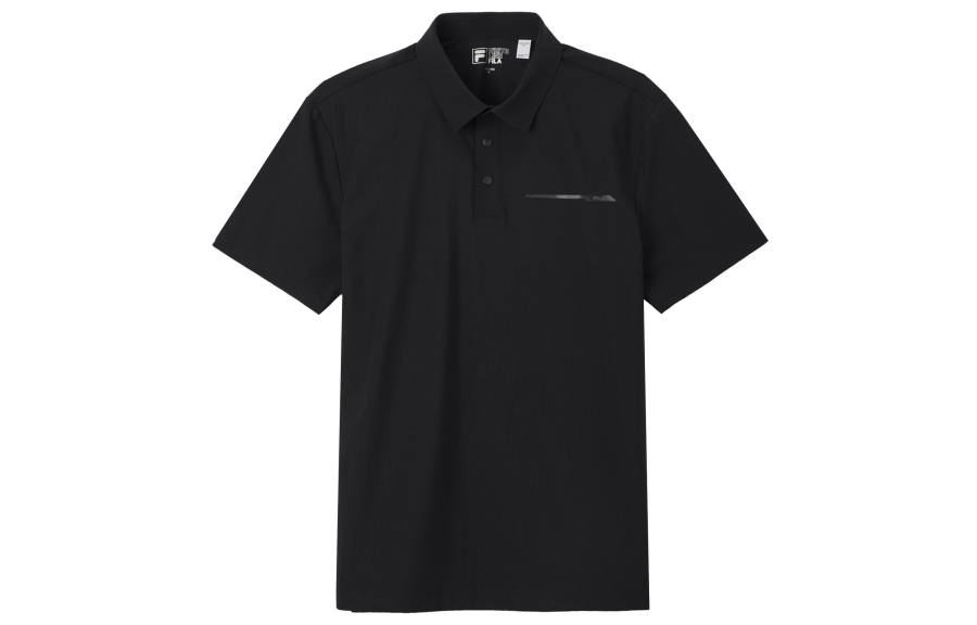 FILA Polo Shirts Men's Black Polo Collar Moderate Straight Fit