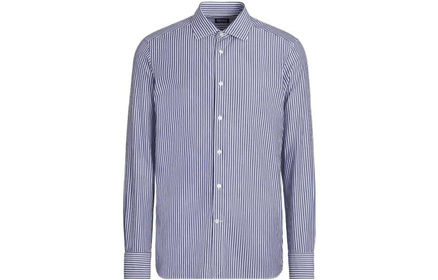 Ermenegildo Zegna 【Zoomed ImageryPrevious Season】striped long-sleeve cotton shirt