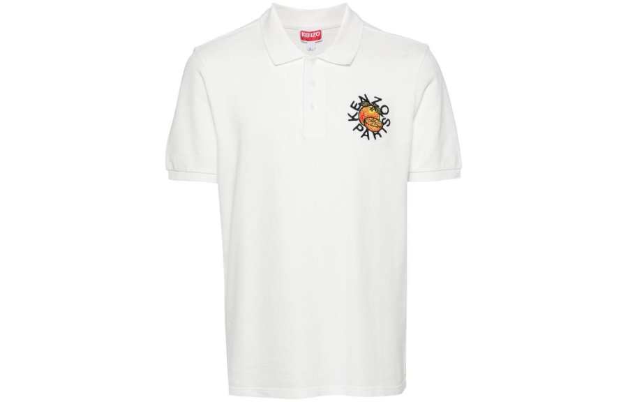 KENZO Orange Embroidered Polo Shirt