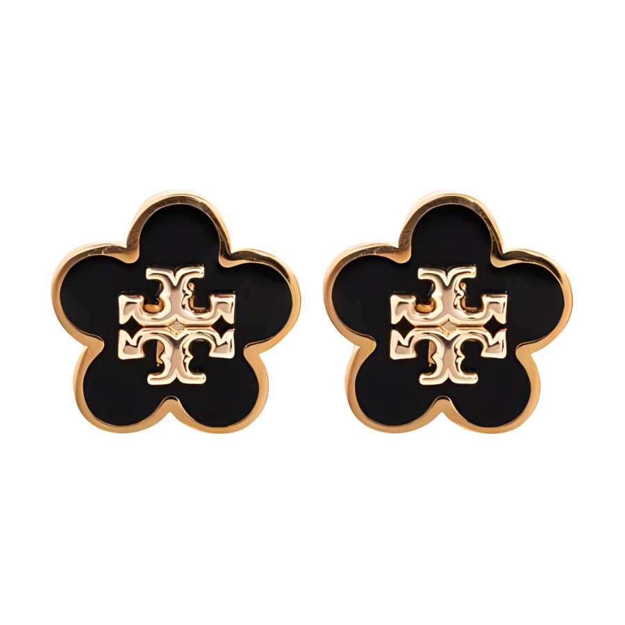 TORY BURCH TORY BURCH Enamel Brass Stud Earrings Women's Black