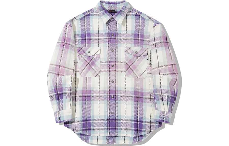 Li-Ning Li Ning X PLEASURES Shirts Men's Ultraviolet Forget Me Not Blue Plaid Set Pointed Collar Moderate Other