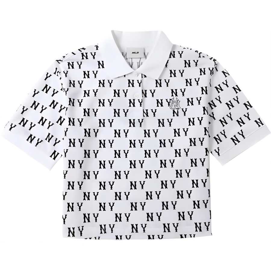 MLB MLB Monogram Polo Shirt Unisex Ivory White