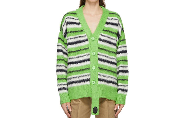 WE11DONE Sweaters Unisex Green V Neck Moderate Cardigan