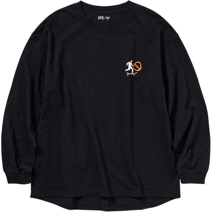 UNIQLO Sweatshirts Unisex Black Crew Neck Moderate Regular