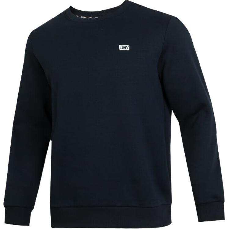 Skechers Street Fashion Collection, Fleece Lined Thermal Sports Crew Neck Long Sleeved Sweatshirt Unisex Black