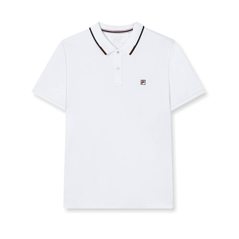 FILA Polo Shirts Men's White Polo Collar Moderate Straight Fit