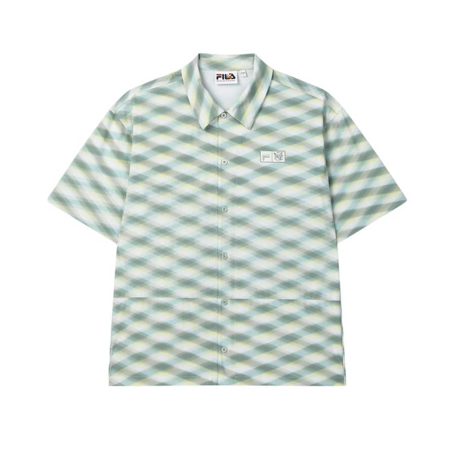 FILA x MAISON KITSUNE ORIGINALE Shirt Men's Light Cyan Green L G