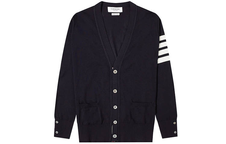 THOM BROWNE THOM BROWNE 4 Bar V Neck Knitted Cardigan