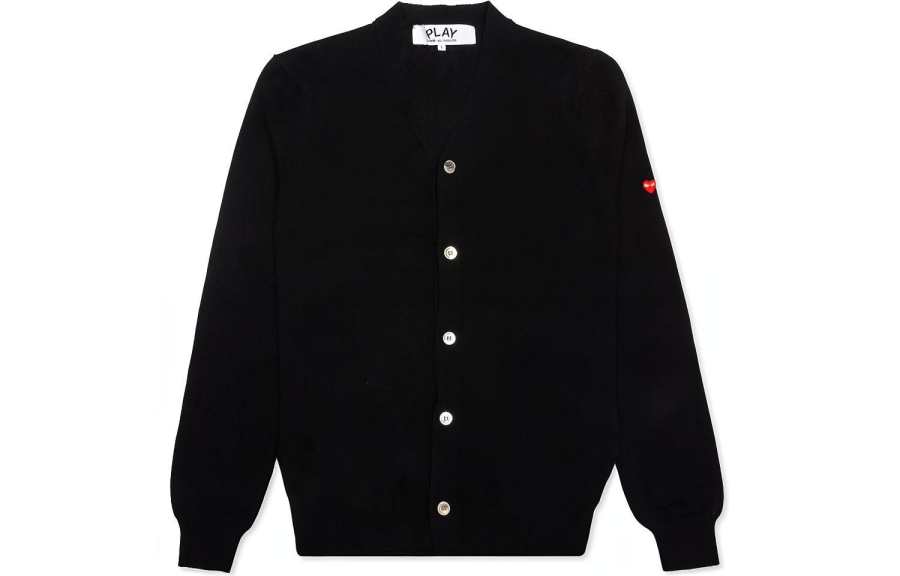 CDG Play Sweaters Men's Black V Neck Moderate Other
