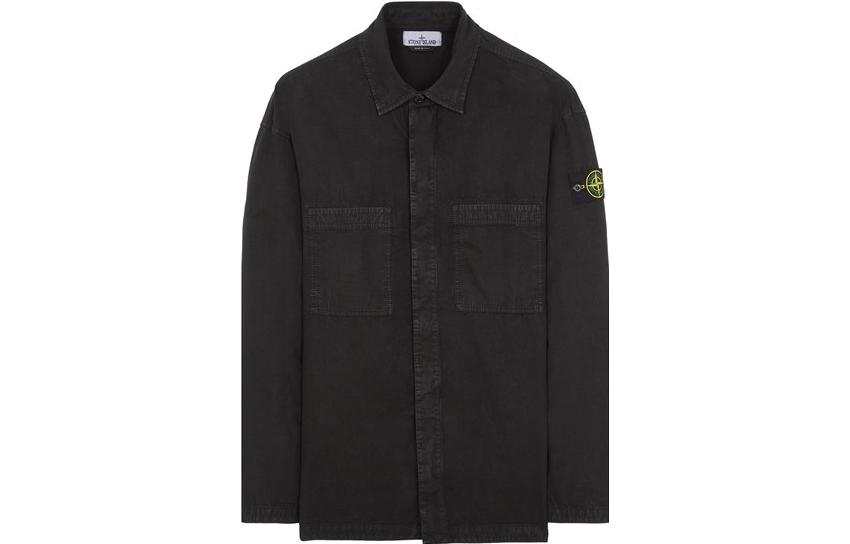 STONE ISLAND Shirts Men's Black Lapel Moderate Other