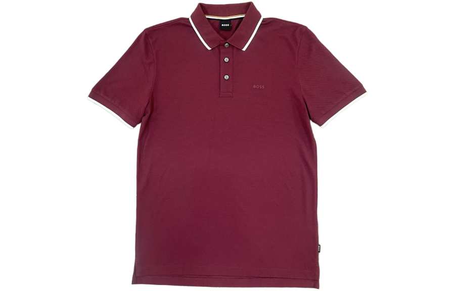 HUGO BOSS Polo Shirts Men's Red Polo Collar Moderate Straight Fit